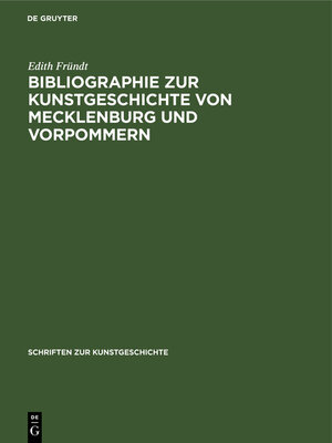 cover image of Bibliographie zur Kunstgeschichte von Mecklenburg und Vorpommern